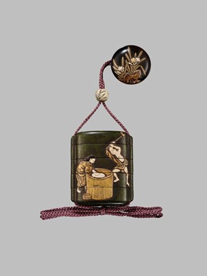 Lot 11 - OGAWA HARITSU: THE ‘F. M. JONAS’ COMPLETE SET OF TWELVE INRO WITH MATCHING OJIME AND NETSUKE REPRESENTING THE TWELVE MONTHS