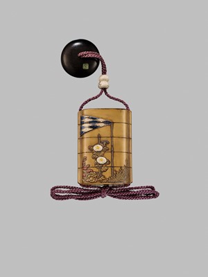Lot 11 - OGAWA HARITSU: THE ‘F. M. JONAS’ COMPLETE SET OF TWELVE INRO WITH MATCHING OJIME AND NETSUKE REPRESENTING THE TWELVE MONTHS