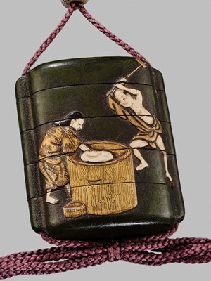 Lot 11 - OGAWA HARITSU: THE ‘F. M. JONAS’ COMPLETE SET OF TWELVE INRO WITH MATCHING OJIME AND NETSUKE REPRESENTING THE TWELVE MONTHS