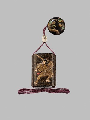 Lot 11 - OGAWA HARITSU: THE ‘F. M. JONAS’ COMPLETE SET OF TWELVE INRO WITH MATCHING OJIME AND NETSUKE REPRESENTING THE TWELVE MONTHS