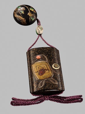 Lot 11 - OGAWA HARITSU: THE ‘F. M. JONAS’ COMPLETE SET OF TWELVE INRO WITH MATCHING OJIME AND NETSUKE REPRESENTING THE TWELVE MONTHS