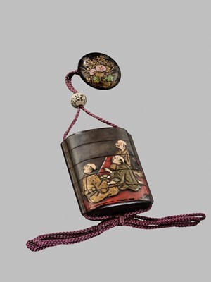 Lot 11 - OGAWA HARITSU: THE ‘F. M. JONAS’ COMPLETE SET OF TWELVE INRO WITH MATCHING OJIME AND NETSUKE REPRESENTING THE TWELVE MONTHS