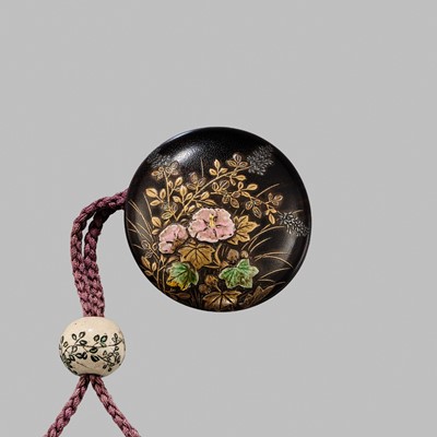 Lot 11 - OGAWA HARITSU: THE ‘F. M. JONAS’ COMPLETE SET OF TWELVE INRO WITH MATCHING OJIME AND NETSUKE REPRESENTING THE TWELVE MONTHS