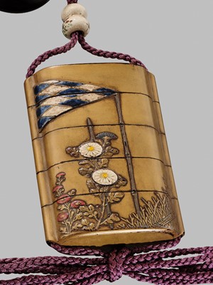 Lot 11 - OGAWA HARITSU: THE ‘F. M. JONAS’ COMPLETE SET OF TWELVE INRO WITH MATCHING OJIME AND NETSUKE REPRESENTING THE TWELVE MONTHS