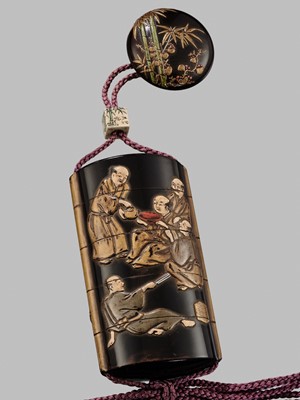 Lot 11 - OGAWA HARITSU: THE ‘F. M. JONAS’ COMPLETE SET OF TWELVE INRO WITH MATCHING OJIME AND NETSUKE REPRESENTING THE TWELVE MONTHS