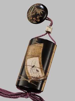 Lot 11 - OGAWA HARITSU: THE ‘F. M. JONAS’ COMPLETE SET OF TWELVE INRO WITH MATCHING OJIME AND NETSUKE REPRESENTING THE TWELVE MONTHS