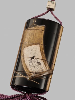 Lot 11 - OGAWA HARITSU: THE ‘F. M. JONAS’ COMPLETE SET OF TWELVE INRO WITH MATCHING OJIME AND NETSUKE REPRESENTING THE TWELVE MONTHS
