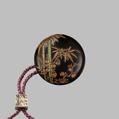 Lot 11 - OGAWA HARITSU: THE ‘F. M. JONAS’ COMPLETE SET OF TWELVE INRO WITH MATCHING OJIME AND NETSUKE REPRESENTING THE TWELVE MONTHS