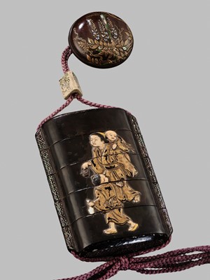 Lot 11 - OGAWA HARITSU: THE ‘F. M. JONAS’ COMPLETE SET OF TWELVE INRO WITH MATCHING OJIME AND NETSUKE REPRESENTING THE TWELVE MONTHS