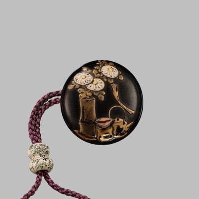 Lot 11 - OGAWA HARITSU: THE ‘F. M. JONAS’ COMPLETE SET OF TWELVE INRO WITH MATCHING OJIME AND NETSUKE REPRESENTING THE TWELVE MONTHS