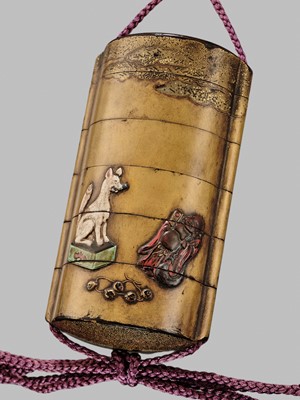 Lot 11 - OGAWA HARITSU: THE ‘F. M. JONAS’ COMPLETE SET OF TWELVE INRO WITH MATCHING OJIME AND NETSUKE REPRESENTING THE TWELVE MONTHS