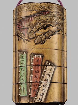 Lot 11 - OGAWA HARITSU: THE ‘F. M. JONAS’ COMPLETE SET OF TWELVE INRO WITH MATCHING OJIME AND NETSUKE REPRESENTING THE TWELVE MONTHS