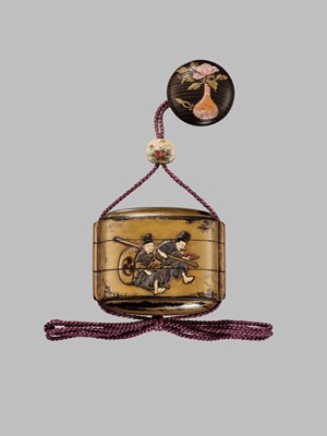 Lot 11 - OGAWA HARITSU: THE ‘F. M. JONAS’ COMPLETE SET OF TWELVE INRO WITH MATCHING OJIME AND NETSUKE REPRESENTING THE TWELVE MONTHS