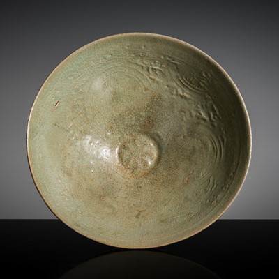 Lot 223 - A FINE MOLDED CELADON-GLAZED BOWL, GORYEO DYNASTY