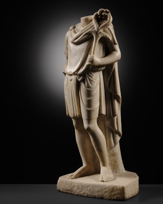 AN IMPORTANT AND RARE ROMAN MARBLE STATUE OF HERMANUBIS, 1St-2ND CENTURY AD