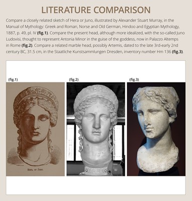 Lot 66 - AN IMPORTANT ROMAN MARBLE HEAD OF JUNO, CIRCA 2ND CENTURY AD