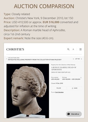 Lot 66 - AN IMPORTANT ROMAN MARBLE HEAD OF JUNO, CIRCA 2ND CENTURY AD