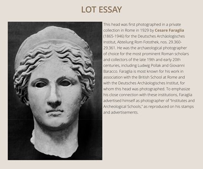 Lot 66 - AN IMPORTANT ROMAN MARBLE HEAD OF JUNO, CIRCA 2ND CENTURY AD