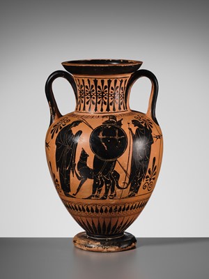 Lot 72 - AN EXCEPTIONALLY LARGE ATTIC BLACK-FIGURE AMPHORA, ATTRIBUTED TO THE LEAGROS GROUP