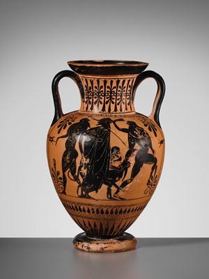 Lot 72 - AN EXCEPTIONALLY LARGE ATTIC BLACK-FIGURE AMPHORA, ATTRIBUTED TO THE LEAGROS GROUP