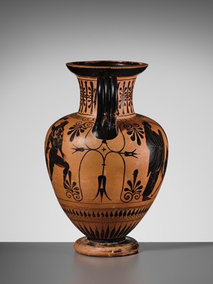 Lot 72 - AN EXCEPTIONALLY LARGE ATTIC BLACK-FIGURE AMPHORA, ATTRIBUTED TO THE LEAGROS GROUP
