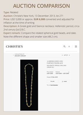 Lot 96 - A GOLD AND GLASS BEAD NECKLACE, ANCIENT GREECE, HELLENISTIC PERIOD, 3RD-1ST CENTURY BC