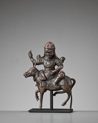 Lot 484 - A BRONZE FIGURE OF PALDEN LHAMO, QING DYNASTY