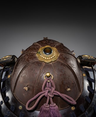 A FINE RUSSET-IRON SUJIBACHI KABUTO WITH SETTSU-IKEDA CLAN MON