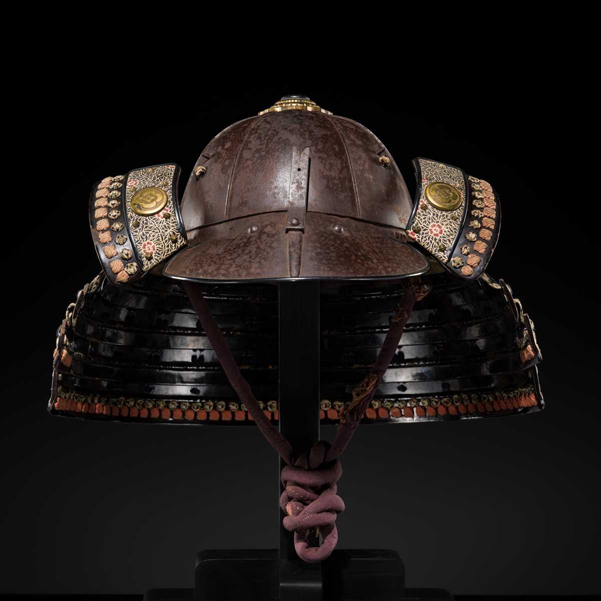 A FINE RUSSET-IRON SUJIBACHI KABUTO WITH SETTSU-IKEDA CLAN MON
