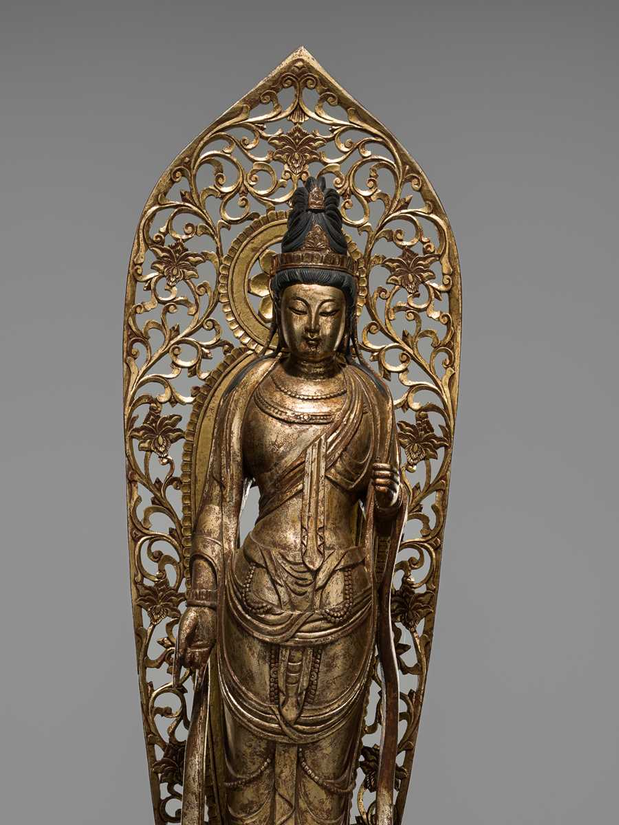A LARGE GILT-LACQUERED WOOD FIGURE OF AMIDA NYORAI