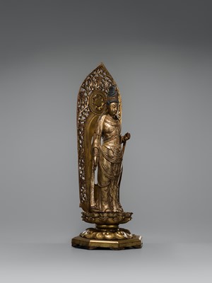 A LARGE GILT-LACQUERED WOOD FIGURE OF AMIDA NYORAI