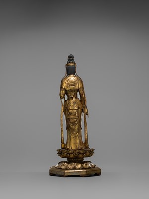 A LARGE GILT-LACQUERED WOOD FIGURE OF AMIDA NYORAI