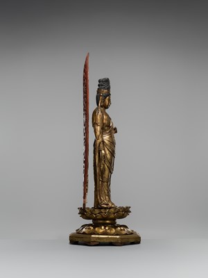 A LARGE GILT-LACQUERED WOOD FIGURE OF AMIDA NYORAI