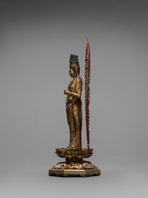 A LARGE GILT-LACQUERED WOOD FIGURE OF AMIDA NYORAI