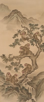 A FINE SCROLL PAINTING OF MONKEYS, ATTRIBUTED TO MORI SOSEN