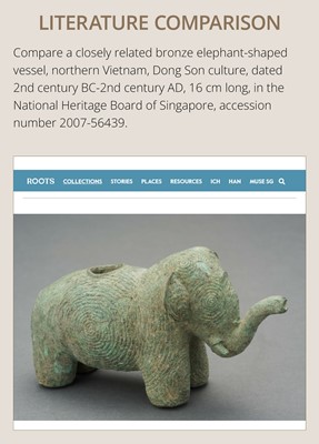 Lot 123 - AN ELEPHANT-FORM BRONZE VESSEL, DONG SON CULTURE