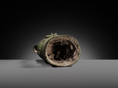 Lot 122 - A RARE BRONZE RITUAL ‘BUFFALO’ BELL, DONG SON CULTURE