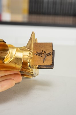 Lot 181 - A LARGE GILT WOOD FIGURE OF AMIDA NYORAI, BUDDHA OF INFINITE LIGHT, EDO PERIOD