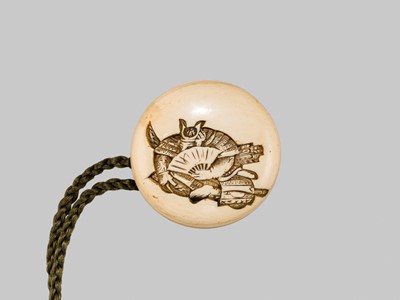 Lot 385 - KAJIKAWA: A SUPERB FOUR-CASE INLAID GOLD-LACQUER INRO SET WITH MINAMOTO NO YOSHITSUNE BESIDE A CHERRY TREE