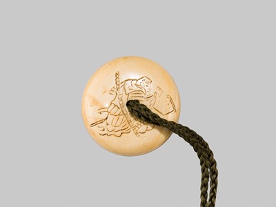 Lot 385 - KAJIKAWA: A SUPERB FOUR-CASE INLAID GOLD-LACQUER INRO SET WITH MINAMOTO NO YOSHITSUNE BESIDE A CHERRY TREE