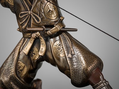 Lot 41 - MIYAO: A PARCEL-GILT BRONZE FIGURE OF AN ARCHER