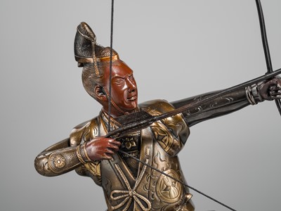 Lot 41 - MIYAO: A PARCEL-GILT BRONZE FIGURE OF AN ARCHER