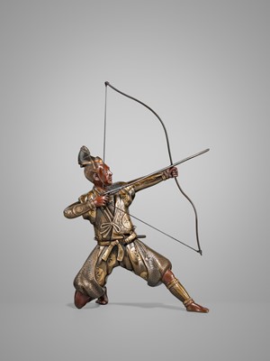 Lot 41 - MIYAO: A PARCEL-GILT BRONZE FIGURE OF AN ARCHER