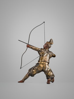 Lot 41 - MIYAO: A PARCEL-GILT BRONZE FIGURE OF AN ARCHER
