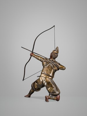 Lot 41 - MIYAO: A PARCEL-GILT BRONZE FIGURE OF AN ARCHER