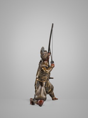 Lot 41 - MIYAO: A PARCEL-GILT BRONZE FIGURE OF AN ARCHER