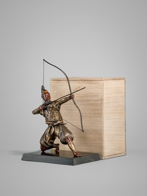 Lot 41 - MIYAO: A PARCEL-GILT BRONZE FIGURE OF AN ARCHER