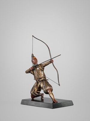 Lot 41 - MIYAO: A PARCEL-GILT BRONZE FIGURE OF AN ARCHER
