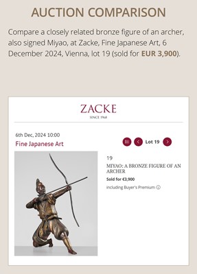 Lot 41 - MIYAO: A PARCEL-GILT BRONZE FIGURE OF AN ARCHER