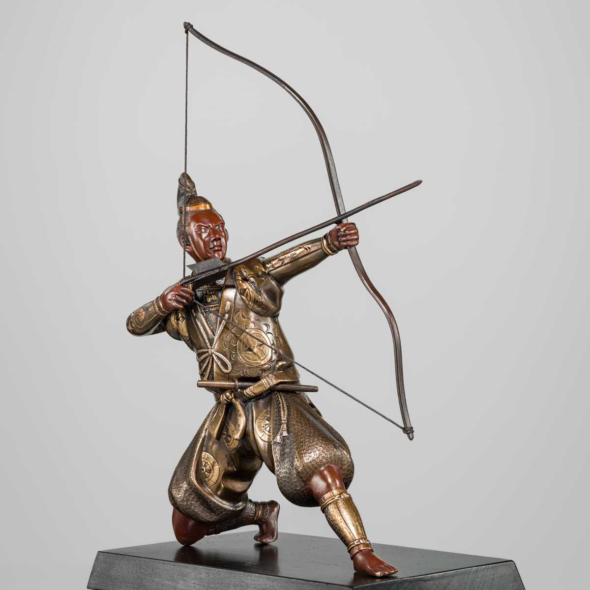 Lot 41 - MIYAO: A PARCEL-GILT BRONZE FIGURE OF AN ARCHER